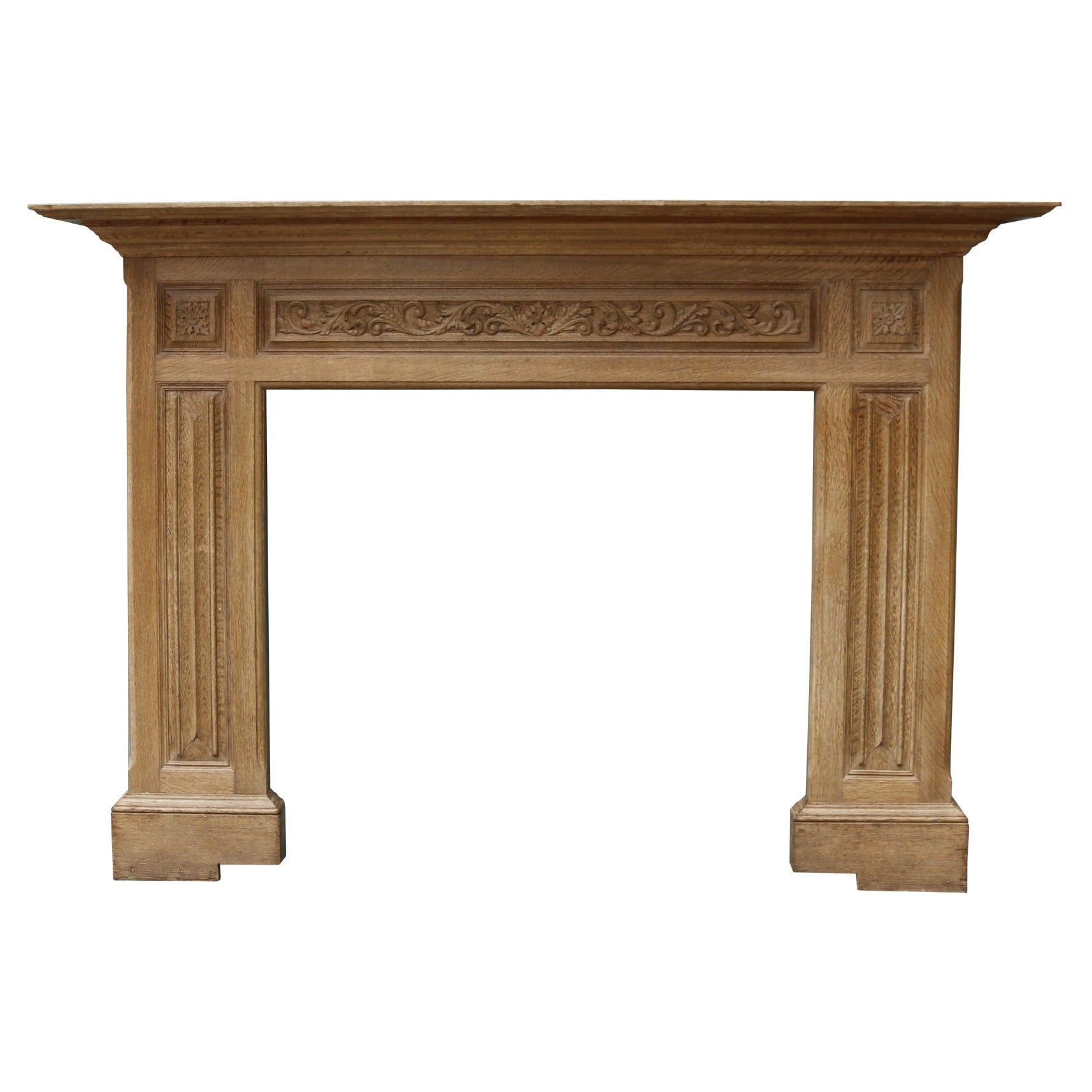 Carved Oak Antique Mantel For Sale