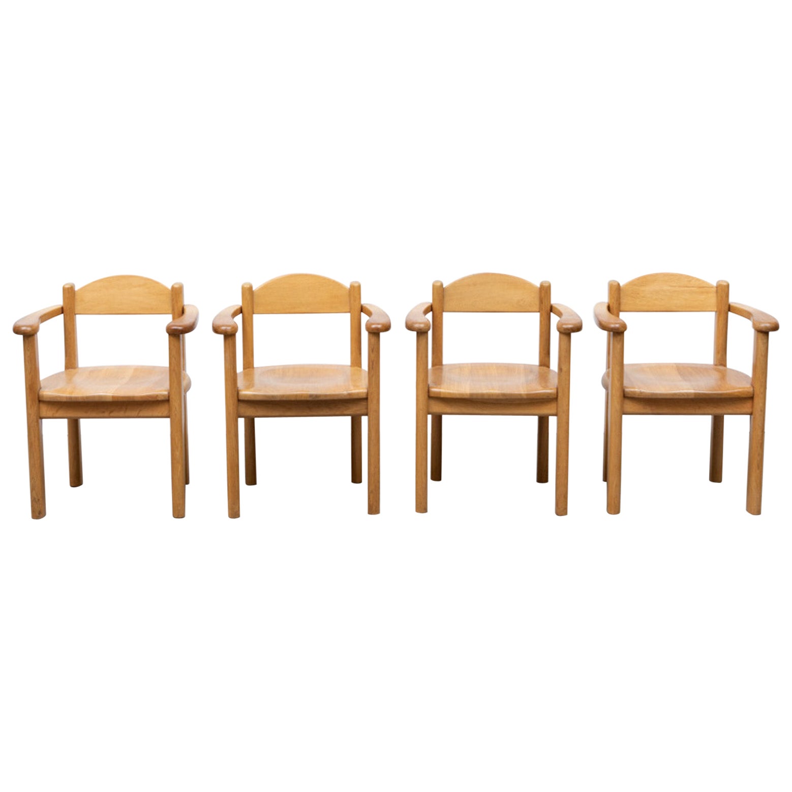 Set of 4 Rainer Daumiller Style Oak Dining Chairs