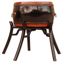 Black Lacquer Drum with Stand or End Table
