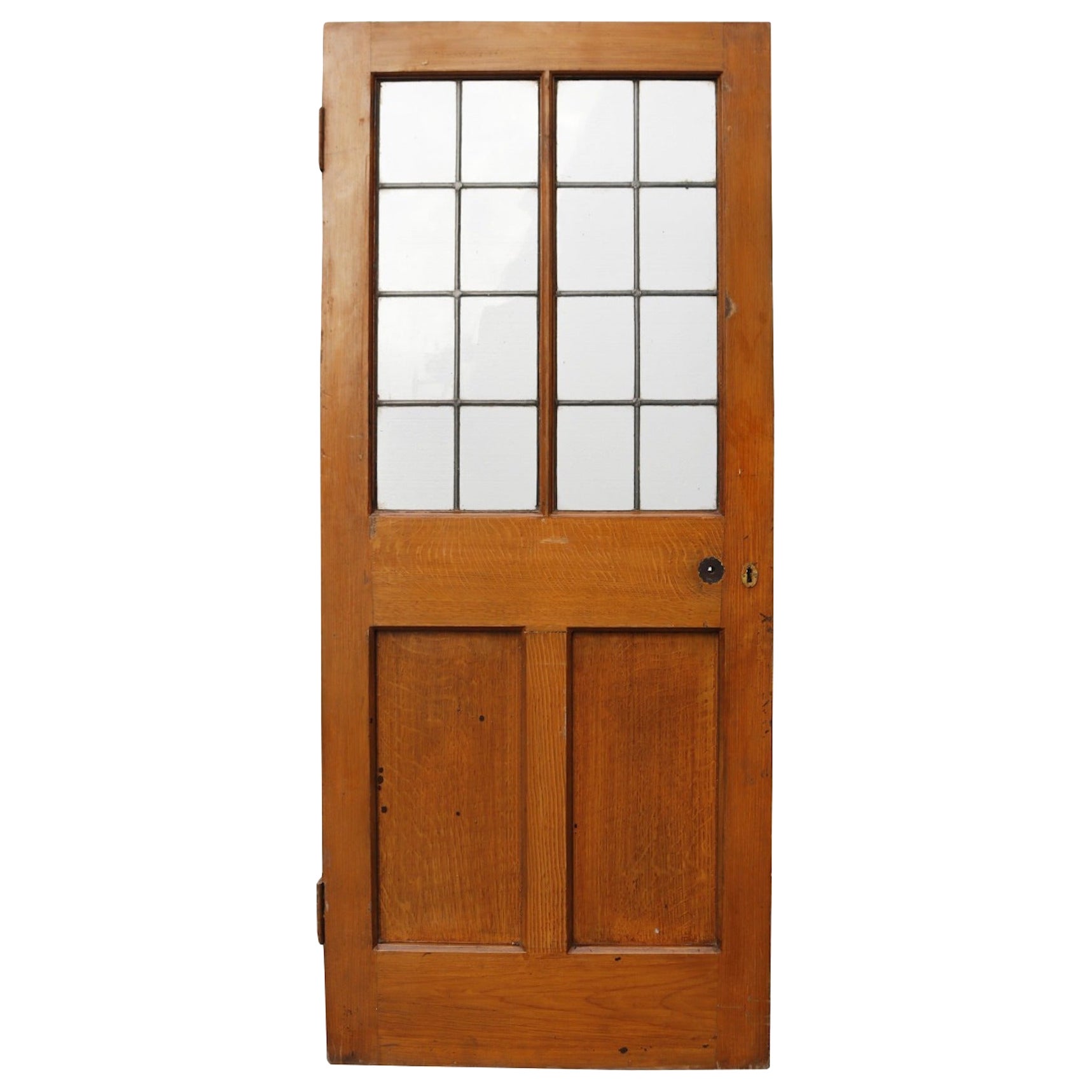 Antique Pine Door with Glazed Panels For Sale