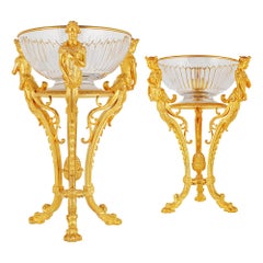 Pair of French Neoclassical Style Ormolu & Crystal Jardinieres