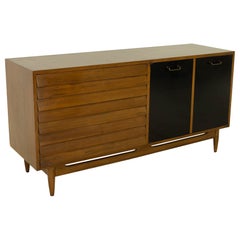 Vintage Merton Gurshun for American Martinsville MCM Black and Walnut Sideboard Credenza