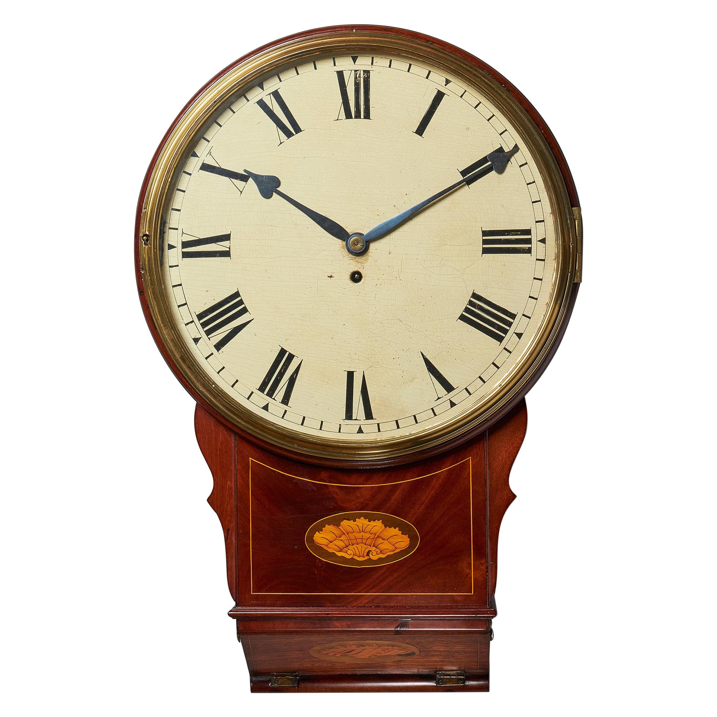 Fine English Drop Dial Wall Clock, Circa 1840