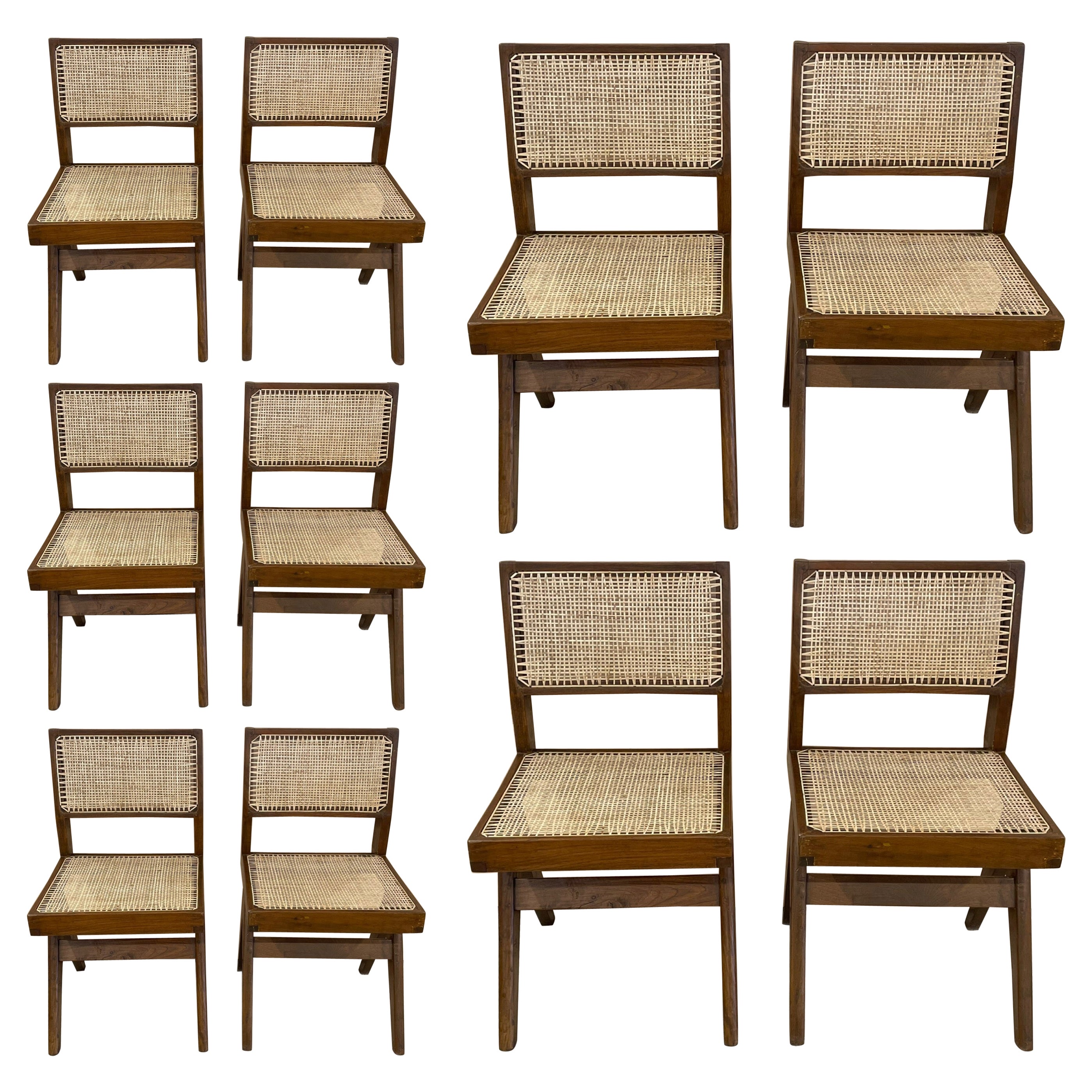 Set Ten Donghia 'Margarita' Design Dining Chairs Pickled Oak, Labeled