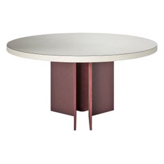 Round Leather Dining Table, Bivio by Stephane Parmentier for Giobagnara