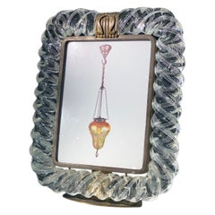 Mid-Century Modern Italian Glass "Treccia" Omega Picture Frame by, Venini 