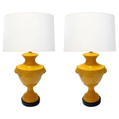 Retro Classically-Inspired Italian 1960's Urn-Form Lamps with Lion Mask Motifs