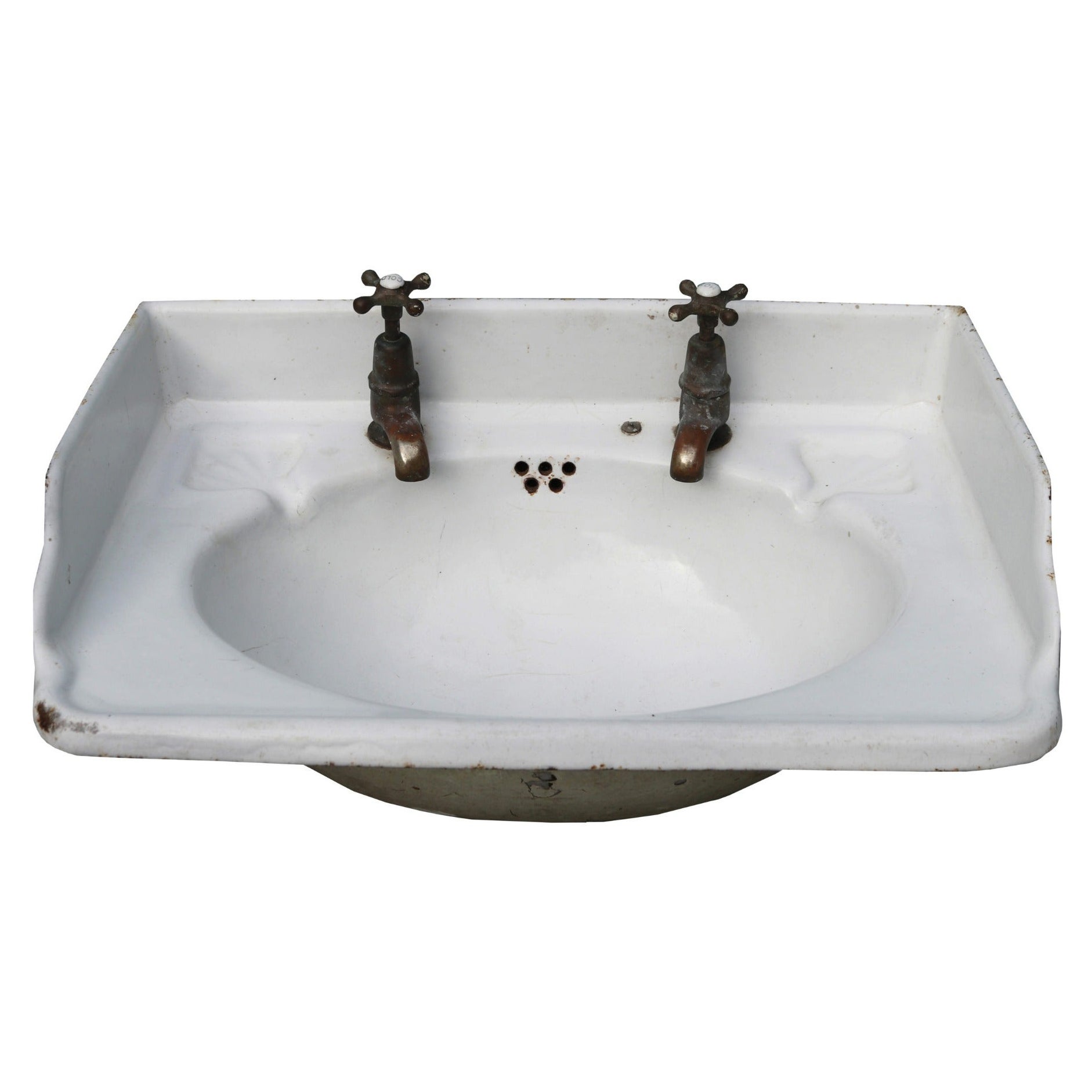 Antique Vitreous Enamelled Cast Iron Basin For Sale