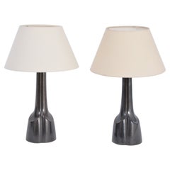 Pair of Black Mid-Century Modern Ceramic Table Lamps Model 940 by Soholm