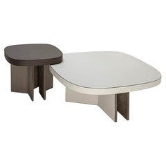 Set of 2 Leather Coffee Tables, Bivio by Stephane Parmentier for Giobagnara