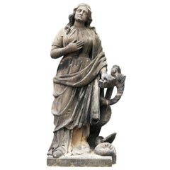 Antique Carved Stone Statue of Hope