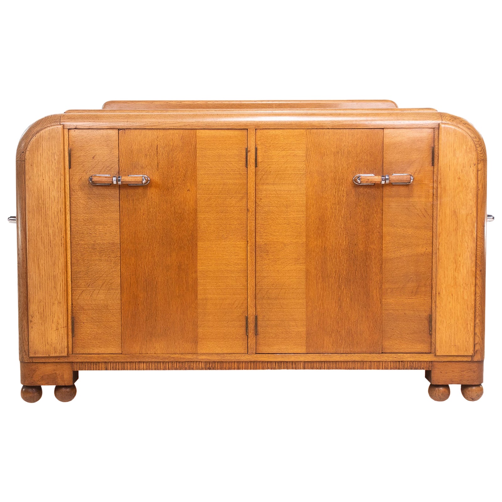 Art Deco Oak Cocktail Cabinet Sideboard Bar by E Gomme For Sale at