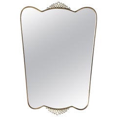 Italian Designer, Modernist Mirror, Brass, Mirror Glass, Italy, 1950s