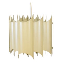 Mod Stilnovo Design Shield Chandelier Pendant in Aluminum Italy 1960s