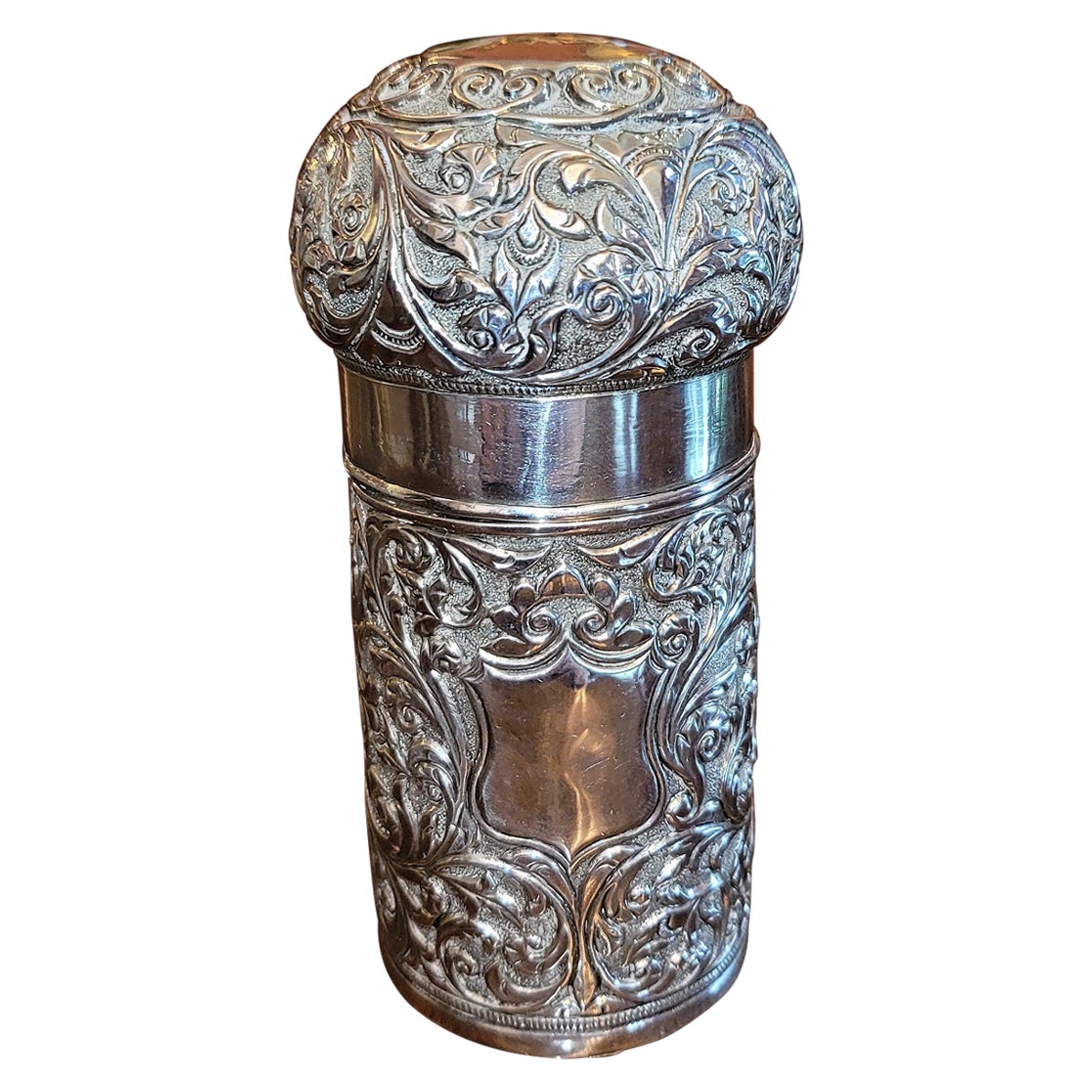19C Anglo Indian Silver Perfume Bottle Case For Sale