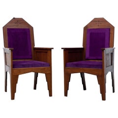 Pair of 1920's Amsterdam School Teak Arm Chairs