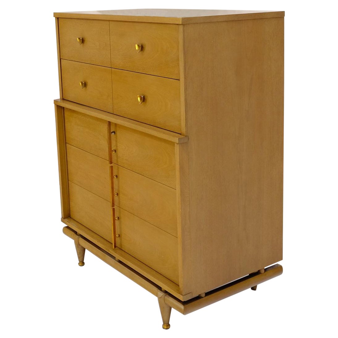 Mid-Century Modern Floating Base 5 Drawers High Chest Dresser