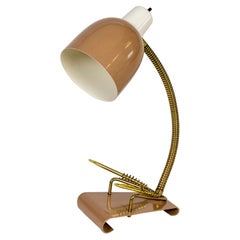 Vintage 1950’s Rose-Brown Desk Lamp w/ Pen Holder Coils