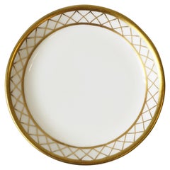 Plat à bijoux en porcelaine blanche et or de Spode 