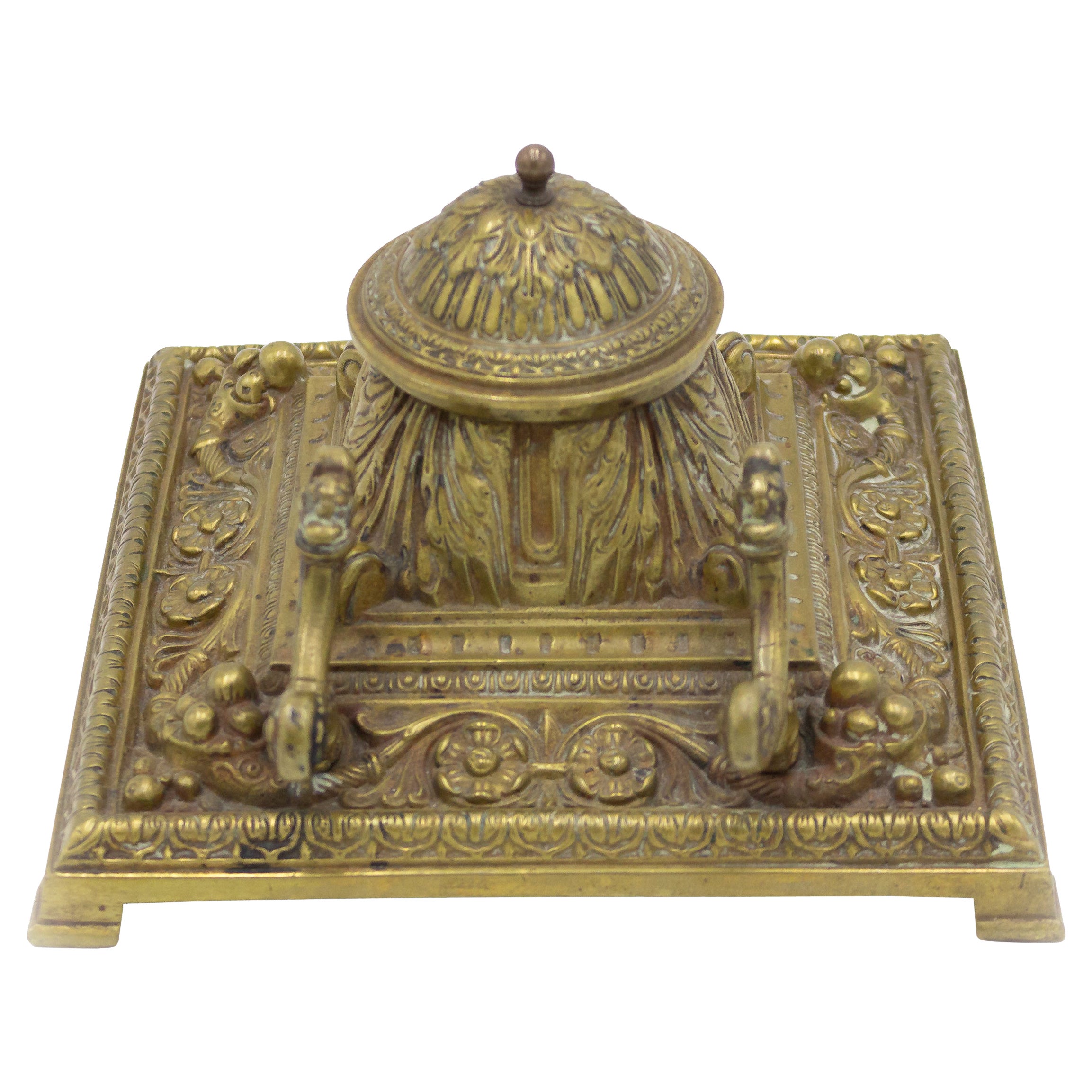 French Victorian Bronze Inkwell