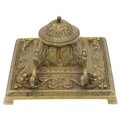 Used French Victorian Bronze Inkwell