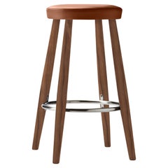 CH56 Bar Stool in Walnut Oil with Thor 307 Leather Seat by Hans J. Wegner
