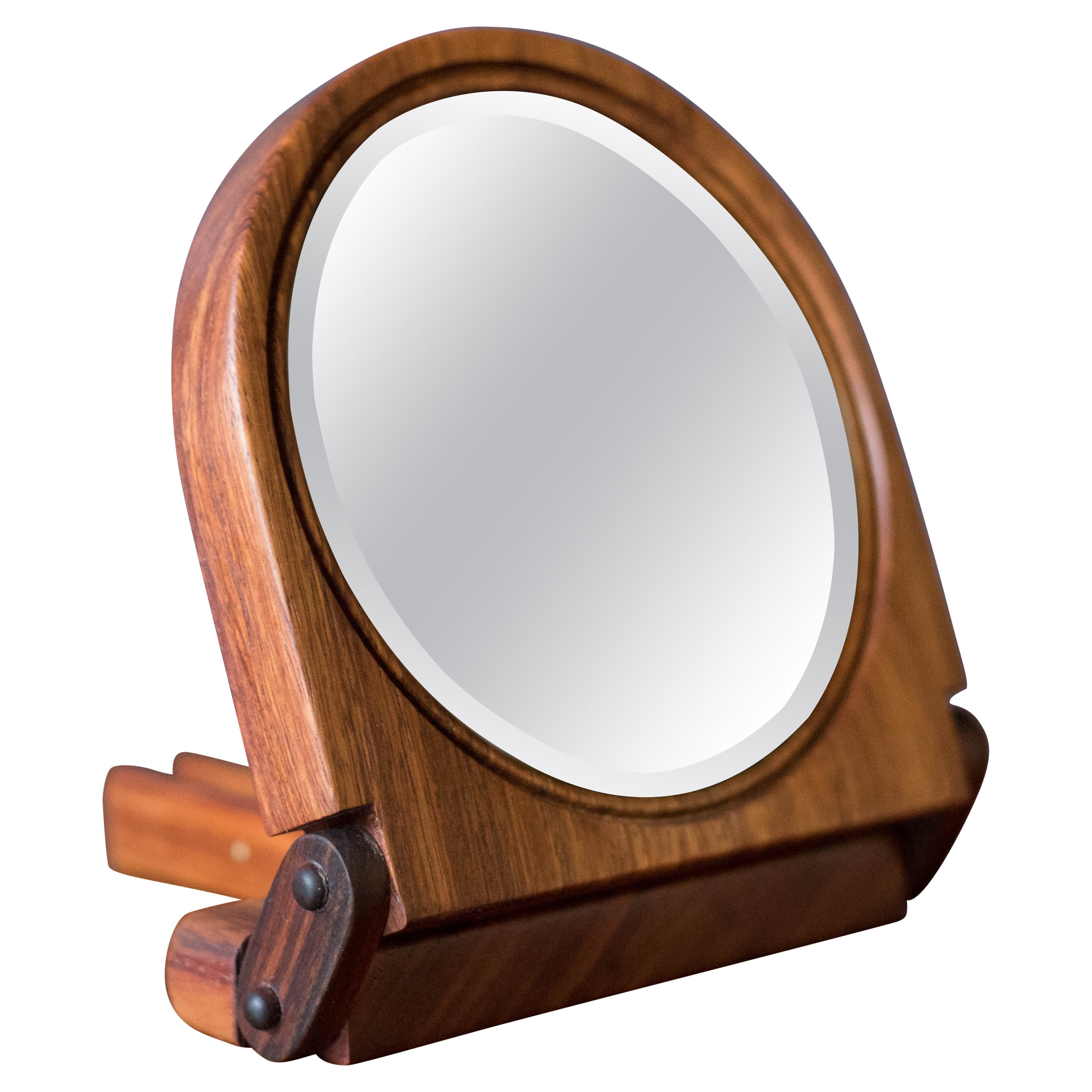 Vintage Studio Koa Wood Foldable Mirror For Sale