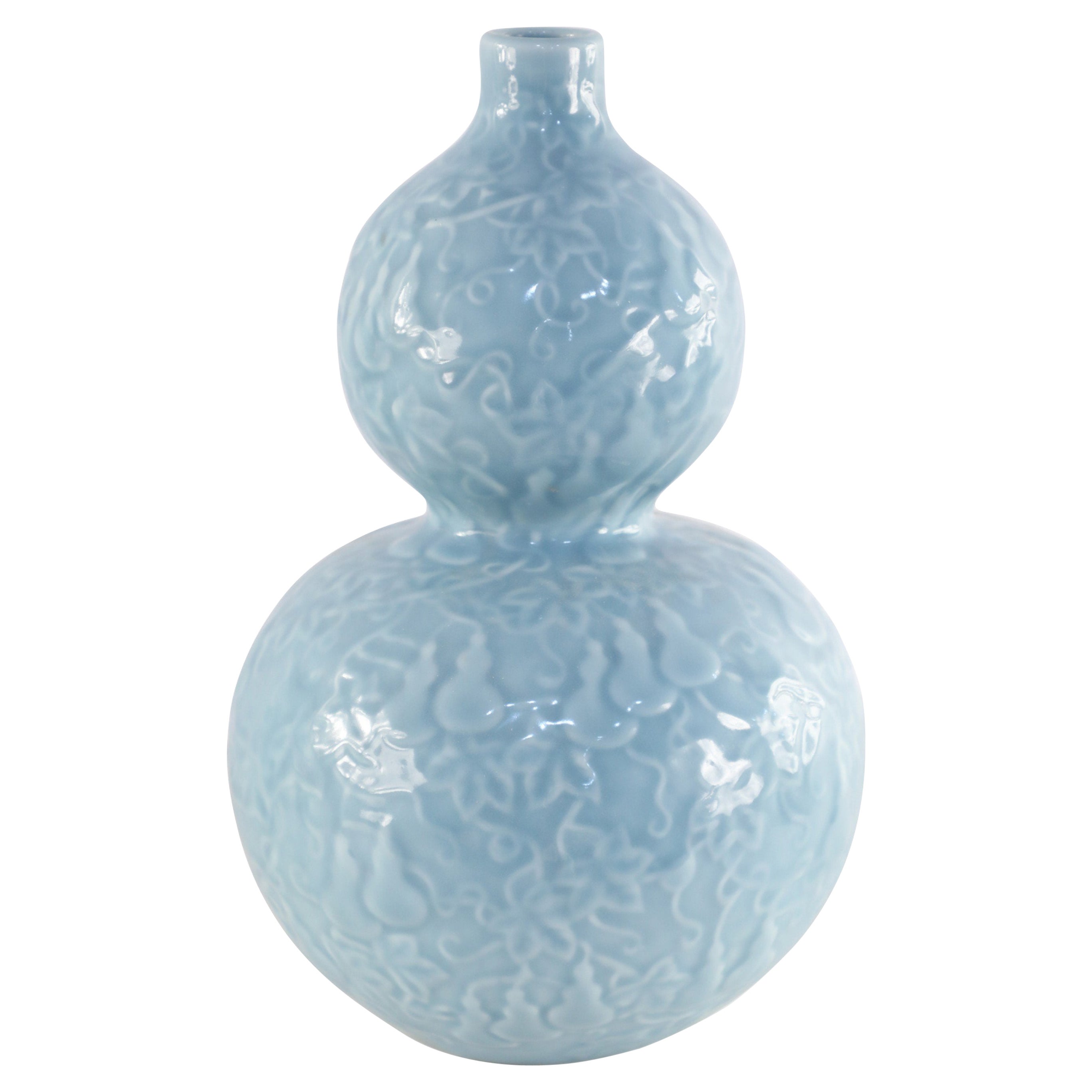 Chinese Qing Dynasty Blue Patterned Double-Gourd Porcelain Vase
