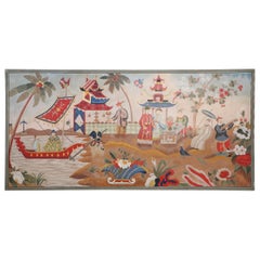 Vintage Chinese Garden Tea Party Painting on Canvas