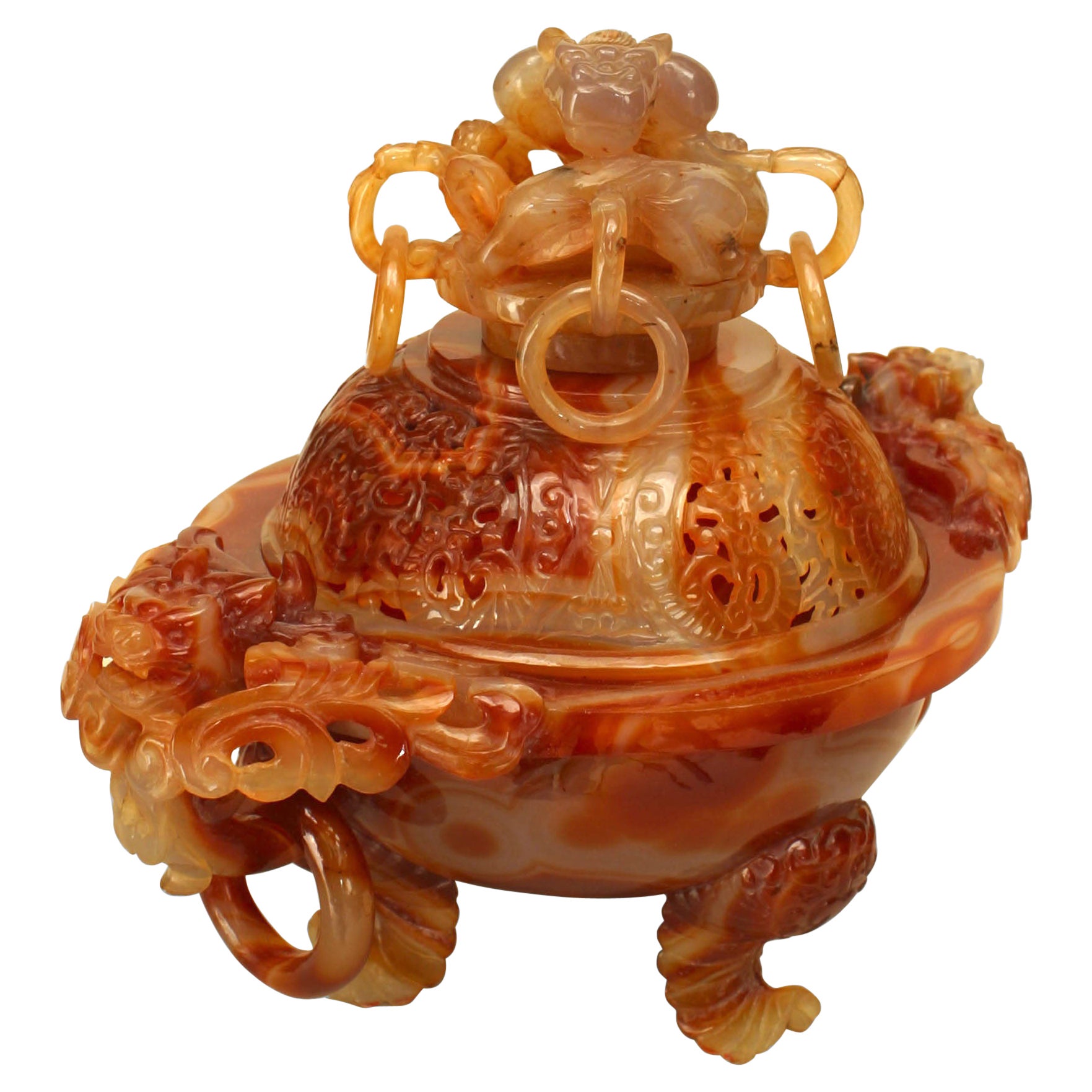 Chinese Rust Agate Incense Burner