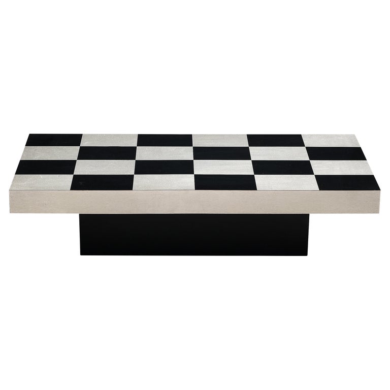Italian Chequered Coffee Table in Metal  For Sale