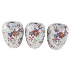 Chinese White and Floral Pattern Porcelain Jars