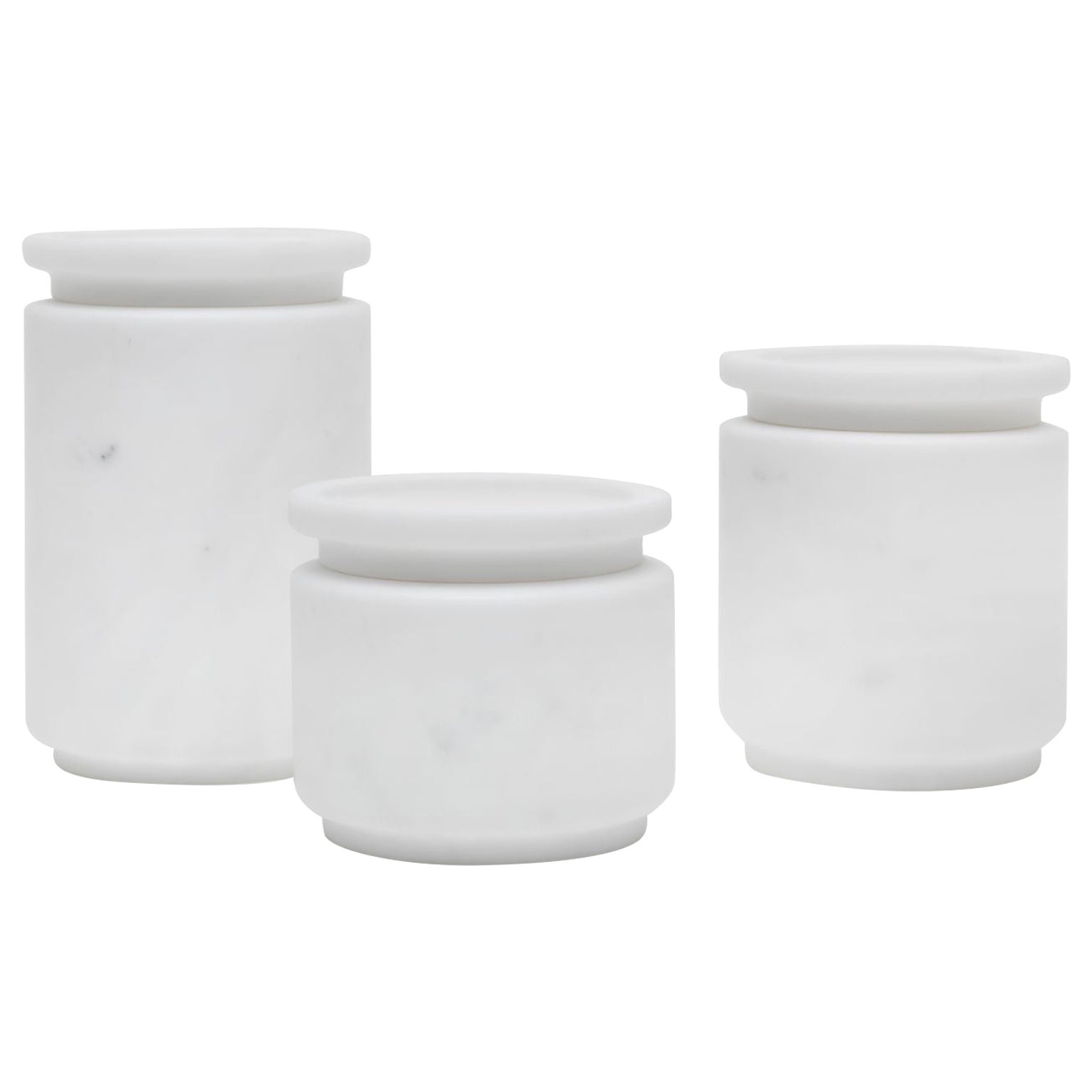 Set of 3 Pyxis Pots, White by Ivan Colominas