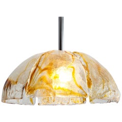 Murano Pendant with Stained Yellow Glass and Chrome