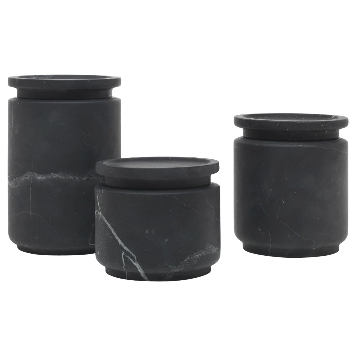 A Set of 3 Pyxis Pots, Black by Ivan Colominas