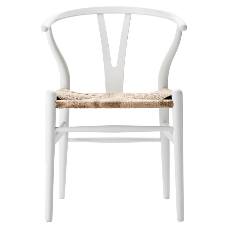 CH24 Wishbone Chair in Soft White with Natural Papercord by Hans J. Wegner For Sale