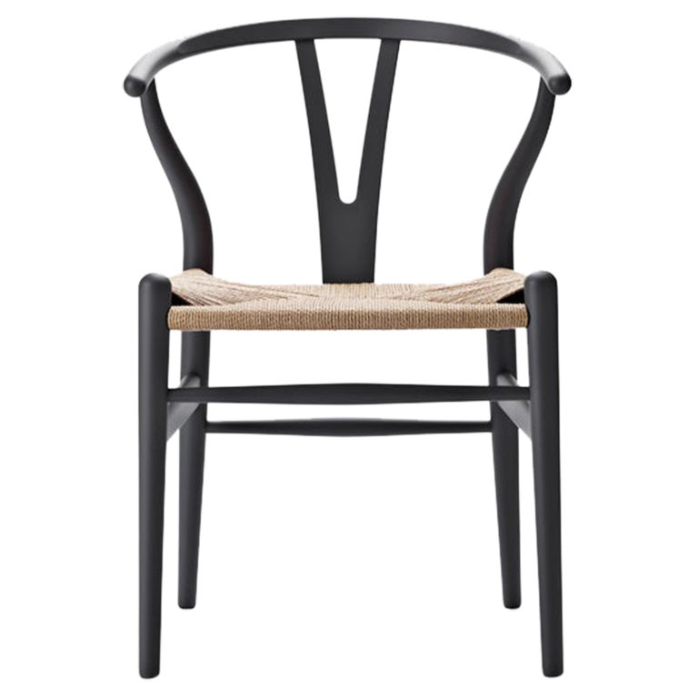 CH24 Wishbone Chair in Soft Gray with Natural Papercord by Hans J. Wegner
