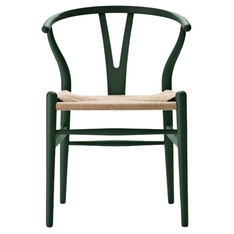 CH24 Wishbone Chair in Soft Green with Natural Papercord by Hans J. Wegner