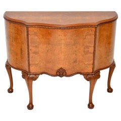 Antique Queen Anne Style Burr Walnut Cabinet