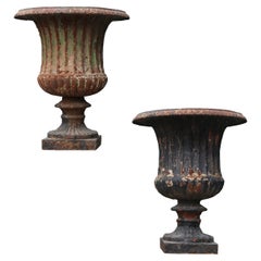 Two Antique Cast Iron Urns