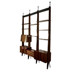 Floor to Ceiling Shelving System Attributed to Dassi, Italy 1950s