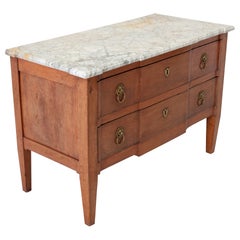 18th Century French Walnut Chest of Drawers with Marble Top