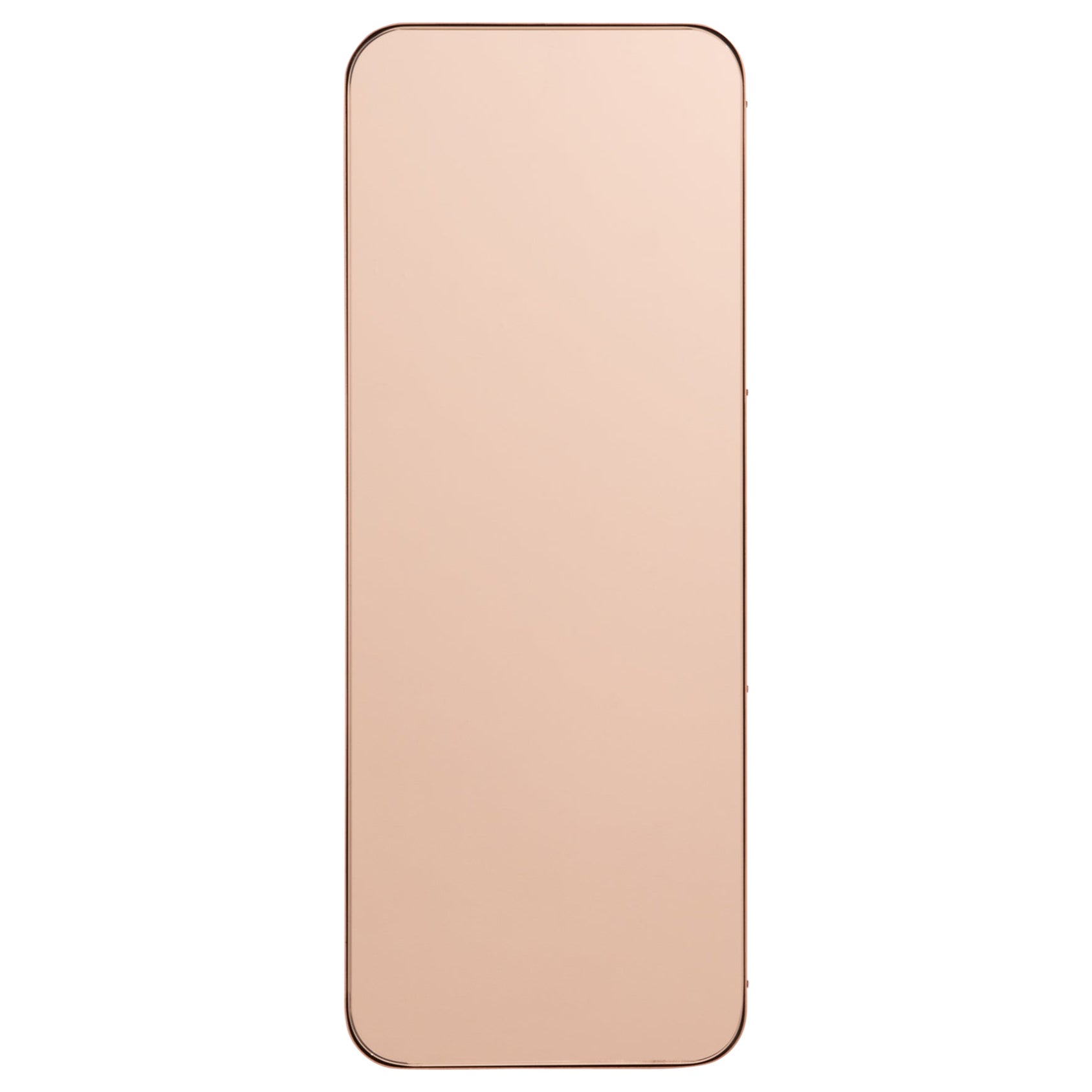 Quadris Rectangular Rose Gold Contemporary Mirror with a Copper Frame, Large For Sale