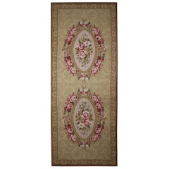 Needlepoint Rug Handwoven Carpet Beige English Style Tapestry Area Rug