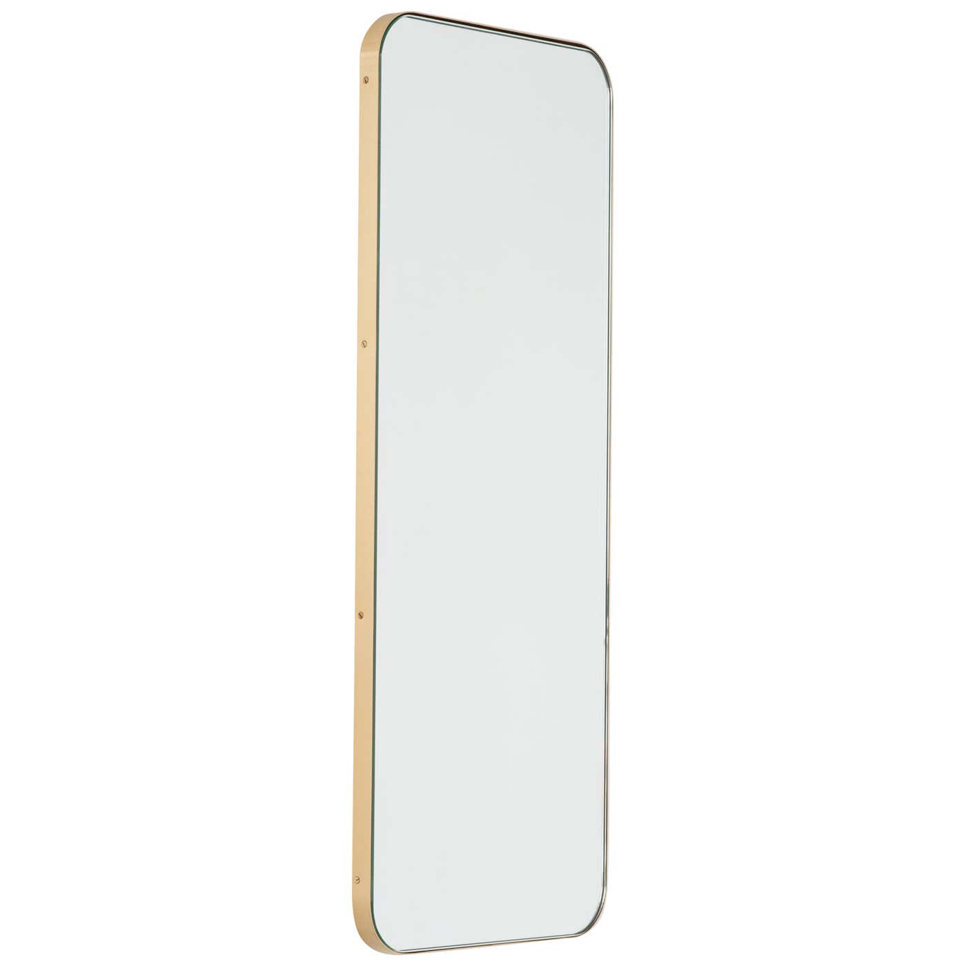 Quadris Rectangular Modern Mirror with a Brass Frame, Large For Sale at ...