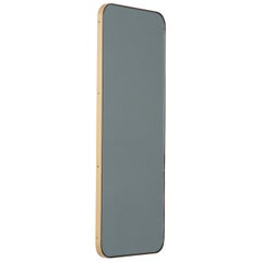 Quadris Black Tinted Rectangular Contemporary Mirror with a Brass Frame, Large