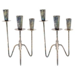 Pair of Danish Mid-Century Silver Plate Candelabras