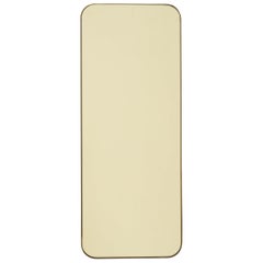 Quadris Gold Tinted Rectangular Customisable Mirror with a Brass Frame, Medium