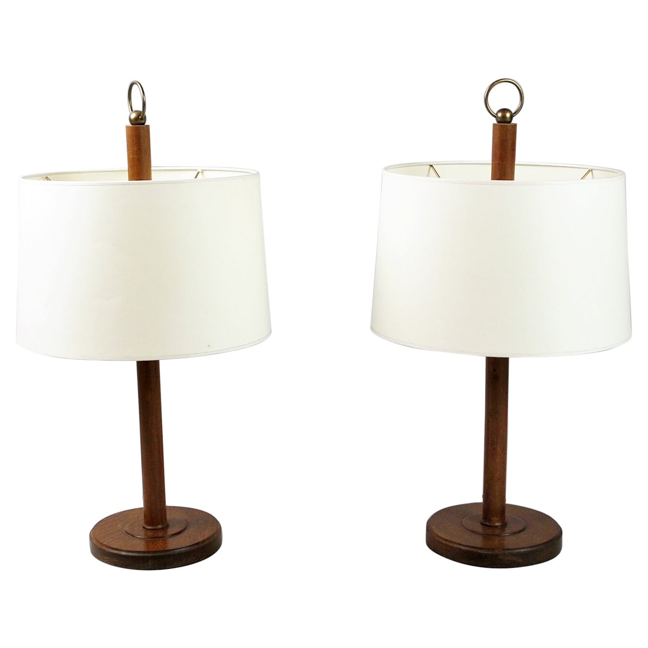 Pair of Art Deco Wooden Table Lamps, 1940s