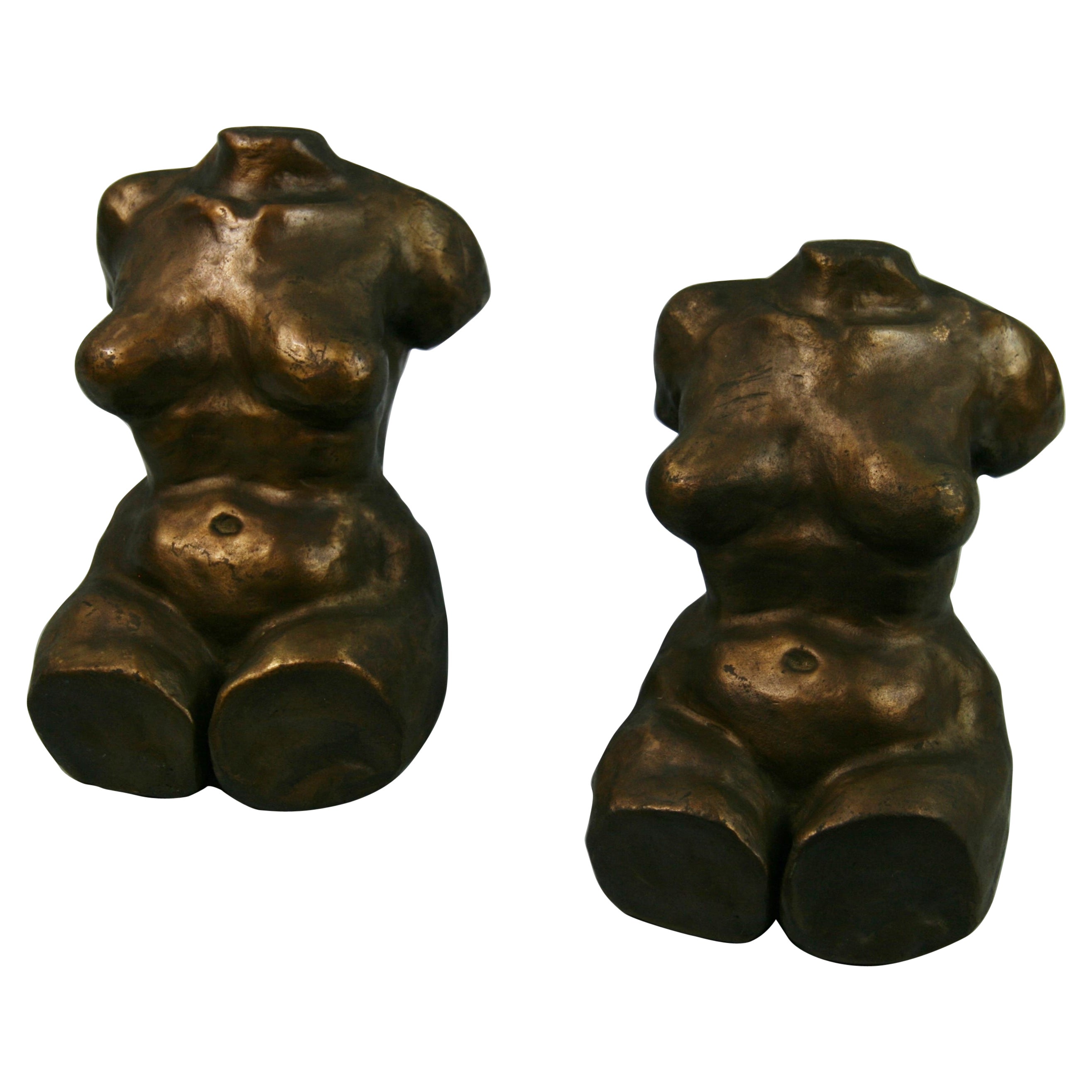 Art Deco Cast Bronze Reclining Nude Sculptures/Bookends For Sale